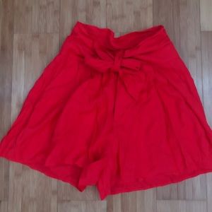 red paper bag shorts
